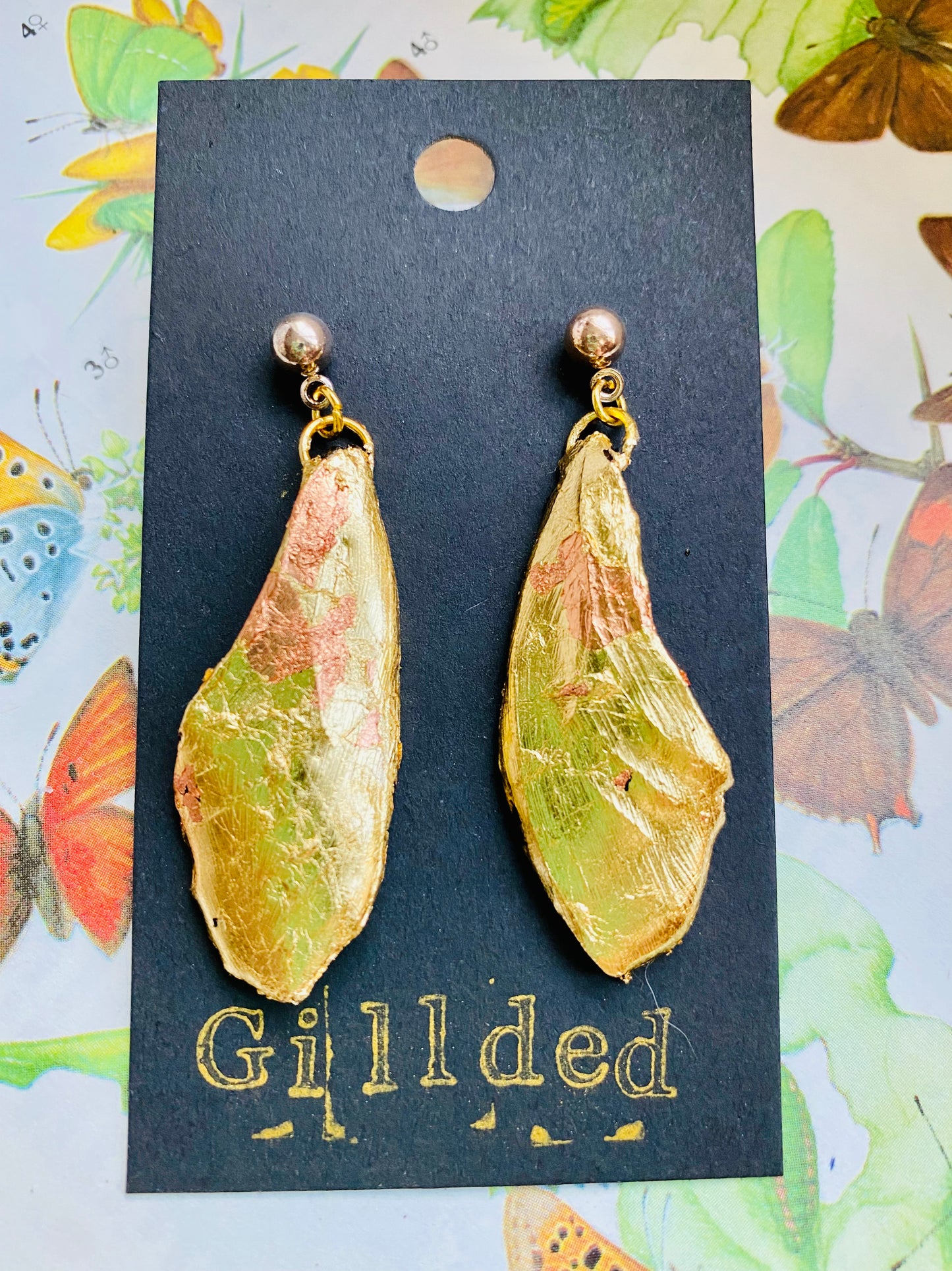 Real Gilded Butterfly Wing Earrings- Set B