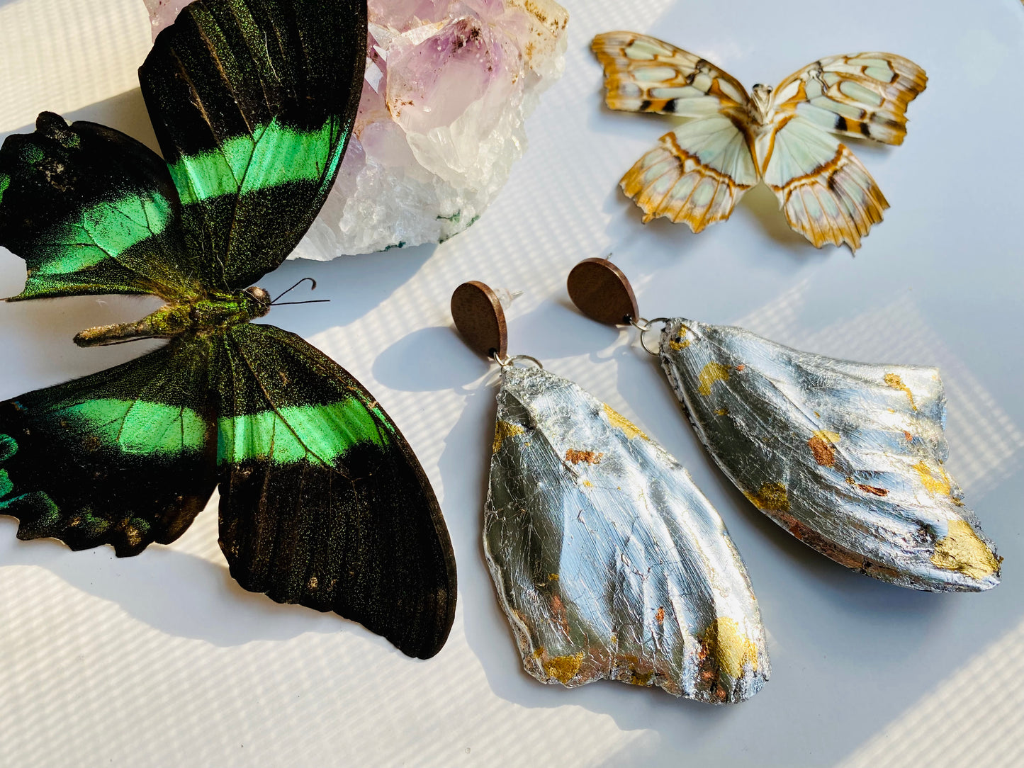 Real Gilded Butterfly Wing Earrings- Set I