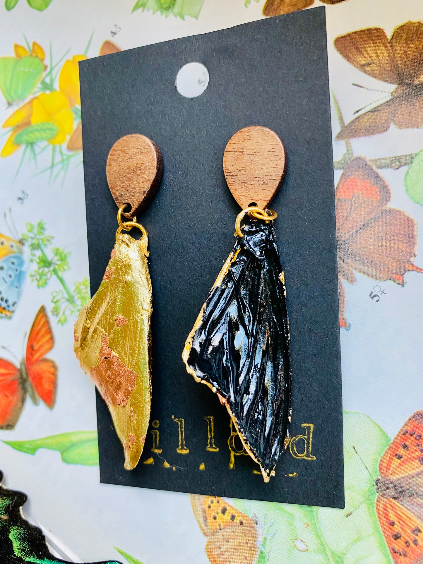 Real Gilded Butterfly Wing Earrings- Set C