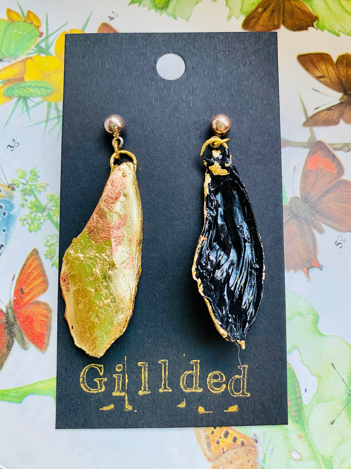 Real Gilded Butterfly Wing Earrings- Set B