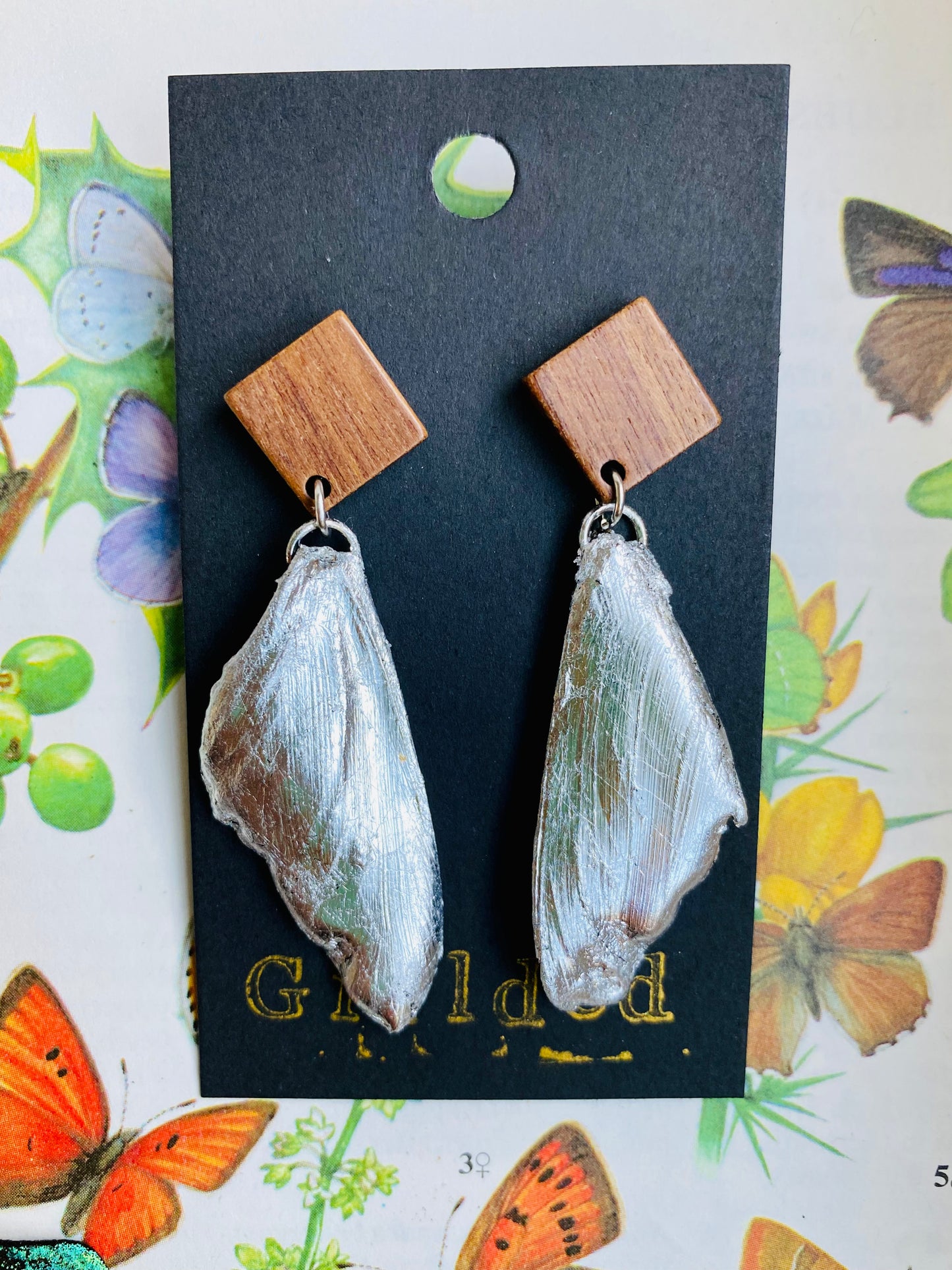 Real Gilded Butterfly Wing Earrings- Set F