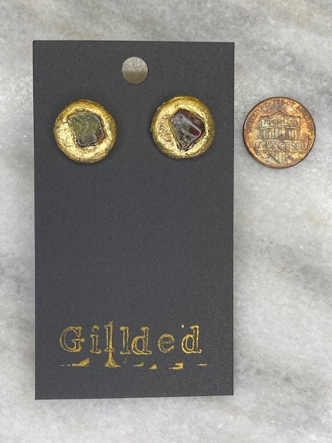 Dragon's Blood Stud Earrings- Gilded Natural Clay in Gold- Great Gift!