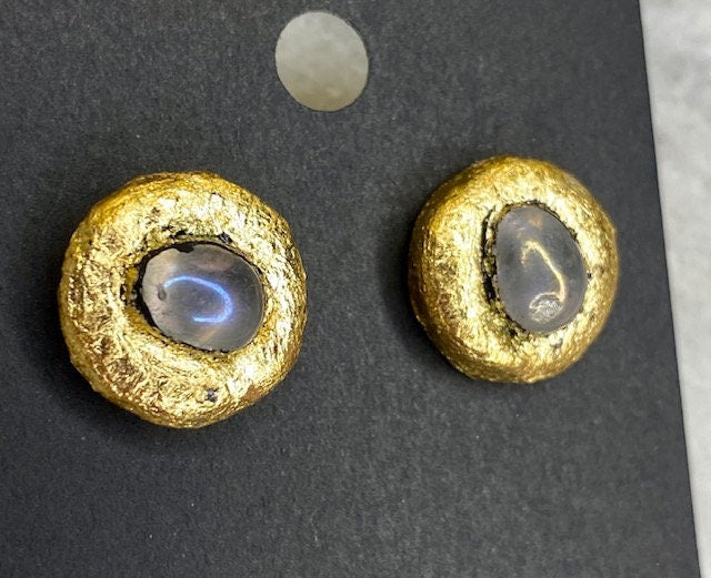 Aura Quartz Stud Earrings- Gilded Natural Clay in Gold- Great Gift!