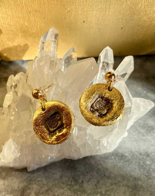 Aries Zodiac Earrings- Gilded Natural Clay in Gold